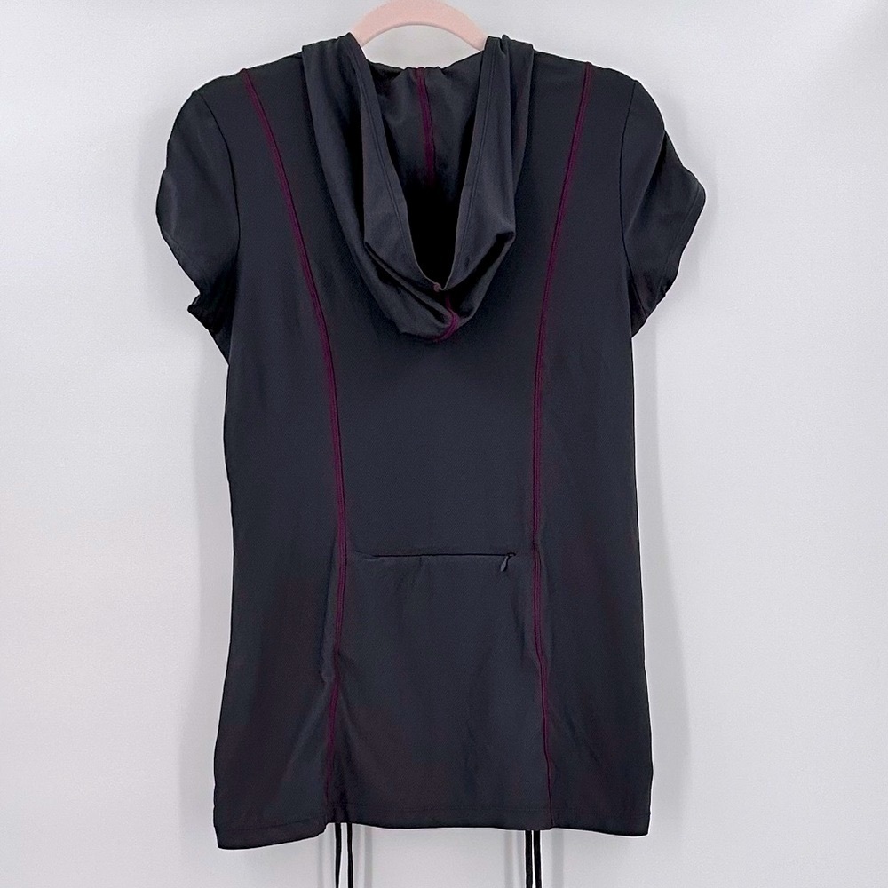 ATHLETA Women’s Active Top with Ruched Front and Sleeves with Hood Size Medium - Picture 2 of 10